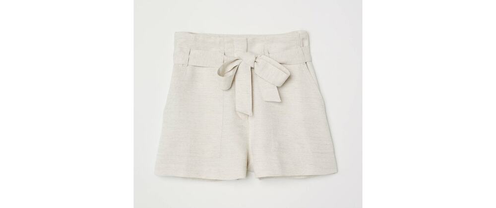 H&M taupe linen blend hi-rise shorts Size 2